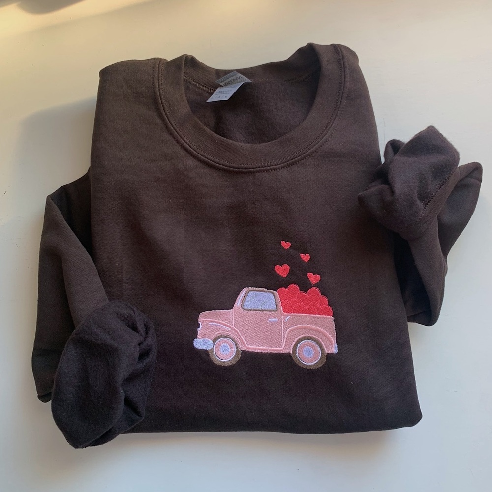 Handmade Embroidered Valentines Crewneck